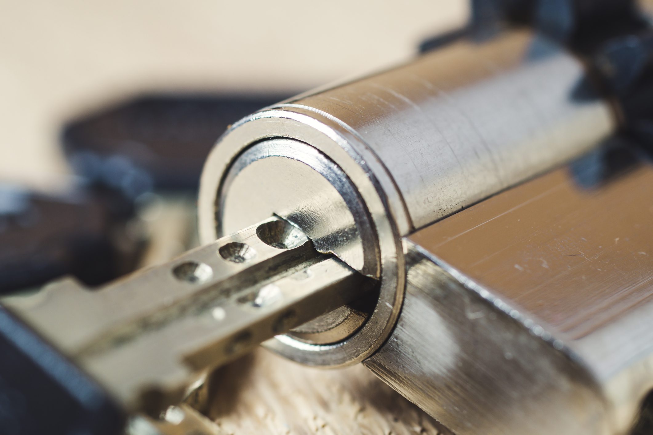 A lock cylinder repair by a locksmith