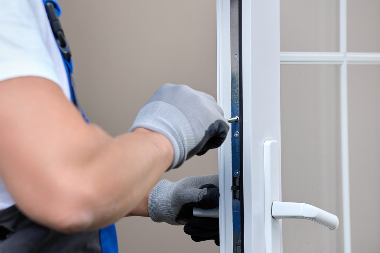 a uPVC door lock being repaired by Shearline Locksmiths